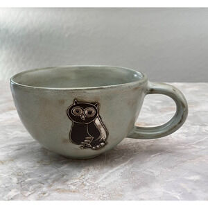 Ceramic Owl Flying Latte Mug Light Green